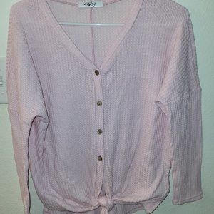 Large high low vneck 3/4 sleeve light pastel pink comfortable